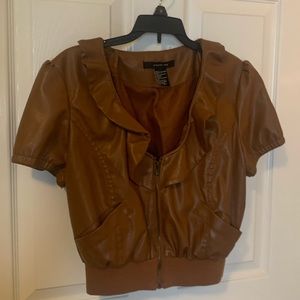 brown faux leather jacket